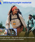Two hikers using 4 Pack Waterproof Adjustable Declination Orienteering Compass With Magnifier And Ruler on a scenic trail