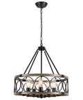 Modern Farmhouse 8 Light Black And Gold Chandelier With Adjustable Rod For Dining Room Pendant Light Fixture Dope For Bedroom Living Room Foyer And Kitchen, circular black iron with gold accents