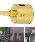 Check Out This Hella Cool 5 Piece 42mm Gemstone Hole Saw Kit With Golden Drill Cutters For Marble Glass And Ceramics To Make Precise Cuts Like A Pro. 42mm gold hole saw bit for marble, glass, and ceramic drilling