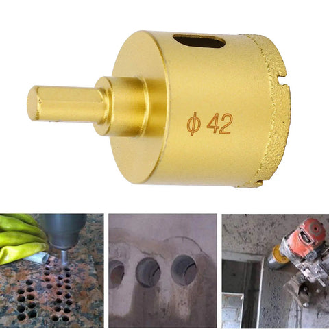Check Out This Hella Cool 5 Piece 42mm Gemstone Hole Saw Kit With Golden Drill Cutters For Marble Glass And Ceramics To Make Precise Cuts Like A Pro. 42mm gold hole saw bit for marble, glass, and ceramic drilling