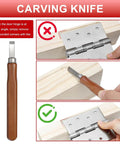 Carving knife demonstrating use on wooden surface to adjust rounded corners near door hinge.