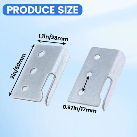 Heavy Duty Trailer Wood Sides Brackets Tailgate Bulkhead Corner Connectors Vehicle Bed Rail Hardware Right Angle Latch Rack Pieces Solid Steel Fittings Built Tough Rig Ready Workhorse size measurement with dimensions 2in x 1.1in, zinc plated steel design.