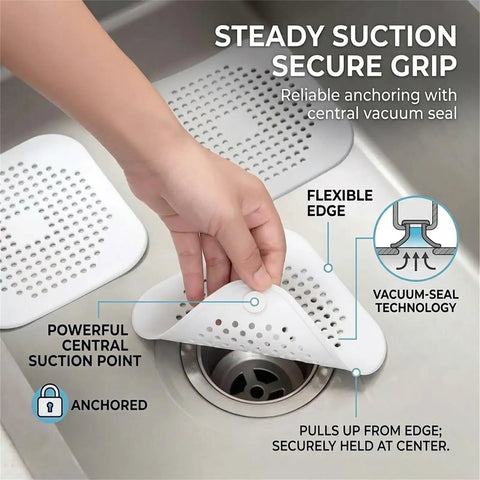 Large Silicone Shower Drain Hair Catcher 2 Pack 5.7 Inch Square Flat Drain Cover Fits 5 And 6 Inch Standard Tub Bases Kicks Stubborn Clogs Straight To The Curb Snags Hair Pet Fur And Everyday Gunk Before They Jam Up Your Plumbing