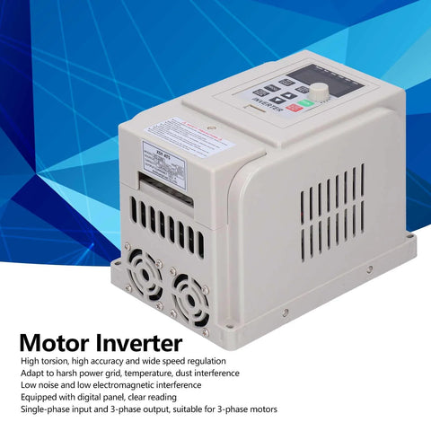 White motor inverter (VFD) box with top control panel and dual front cooling fans.