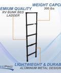RV Telescoping Bunk Bed Ladder With Mounting Brackets Lightweight Aluminum Collapsible Construction 60 Inch Reach 300 LB Capacity No Fuss Fold And Stow For Campers, black RV bunk bed ladder