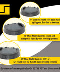 Heavy Duty RV Leveling Jack Pads Set For Campers Non Slip Round Foot Rubber Blocks 9 Inch Landing Gear Pads on display