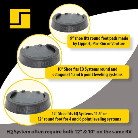 Heavy Duty RV Leveling Jack Pads Set For Campers Non Slip Round Foot Rubber Blocks 9 Inch Landing Gear Pads on display