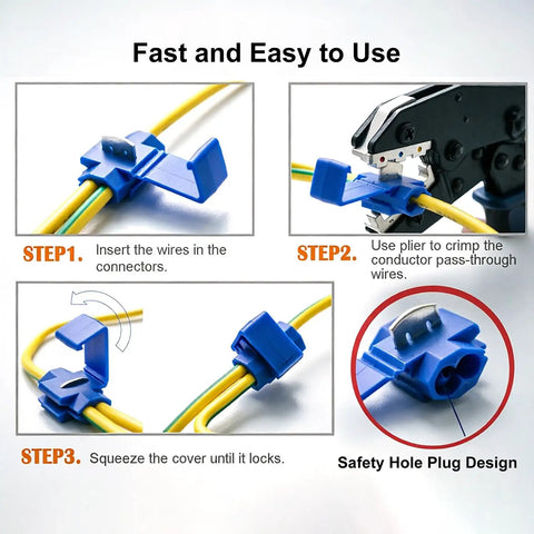 60 Piece Solderless Quick Splice Wire Connectors Set For 22-10 AWG Wiring Lock Snap Electrical Connectors in use