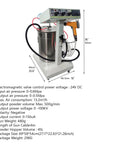 Jaryannix 110V Electrostatic Powder Coating Machine With Fast 500 G Min Output and High Voltage Precision on a stand.