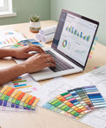 Writable Sticky Tabs Set With 80 Color Varieties, 16000 Index Tabs for annotating documents on a desk with laptop