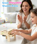 Totally Fun Playable Wooden Piano STEM Toy Kit For Kids And Teens Buildable 3D Puzzle Craft Set For Girls And Boys Ages 8 9 10 11 12 13 14 15 16 Kid Approved Educational Musical Gift For Holidays And Birthdays, child playing wooden piano