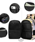 Interior view of Winter Pine Landscape Backpack Unisex Daypack with multiple pockets and large capacity, polyester material.