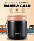 Kids 15.2oz Vacuum Insulated Food Jar With 316 Stainless Interior, Leakproof Wide Mouth Lunch Container And Foldable Spoon