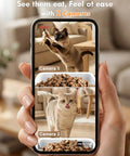 Image of Top Shelf Automatic Cat Feeder With Dual Bowls And HD Camera Setup built for two cats, showcasing live tracking on phone.