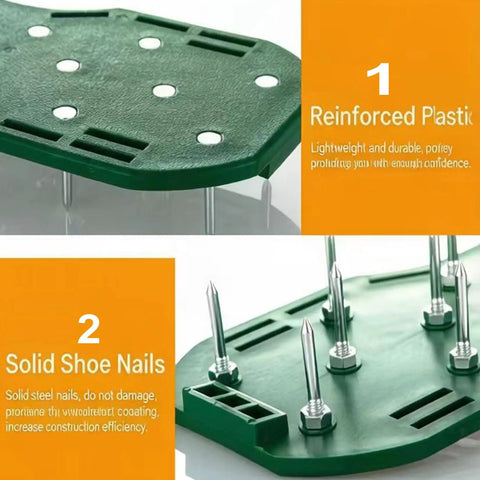 Close-up of Lawn Aerator Shoes With Spikes For Heavy Duty Yard Work Four Adjustable Straps For Easy Secure Fit Spiked Sandals