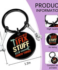 Keychain Gift For Men I Fix Stuff And I Know Things Ideal Dad Gift, black metal with tool charms, 2.3x1.2 inches