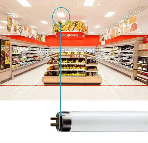 6 Pack 24 Inch T8 Fluorescent Light Bulbs 17W 4100K Cool White G13 Bi Pin Base 1400 Lumens for grocery store lighting
