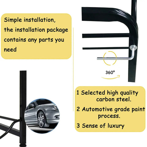 5 Gallon Water Jug Rack With 3 Tiers Heavy Duty Water Bottle Holder showing installation features and high-quality carbon steel material.