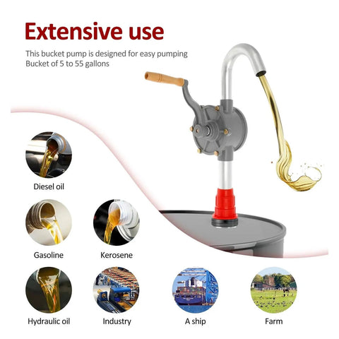 Heavy Duty 55 Gallon Adjustable Drum Pump For Gasoline Transfer Detachable Rotary Barrel Pump Compact Rust Proof Hand Operated Design With Integrated Filter Aluminum Alloy Construction For Safe Liquid Extraction And Reliable Performance