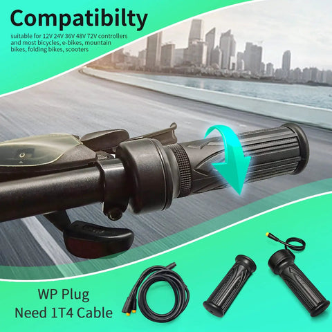 Full Twist Right Handlebar Throttle For E Bikes And Folding Electric Scooters, 24V To 72V Compatible, 3 Pin Waterproof SM Connector, Fits 22MM Handlebars, Works With Most Adult E Bike Controllers, 20X Full WP