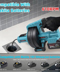 Superb Cordless Drain Auger And Tough Pipe Snake Bundled With A Fast 21V Lithium Battery And Charger, compatible with Makita.