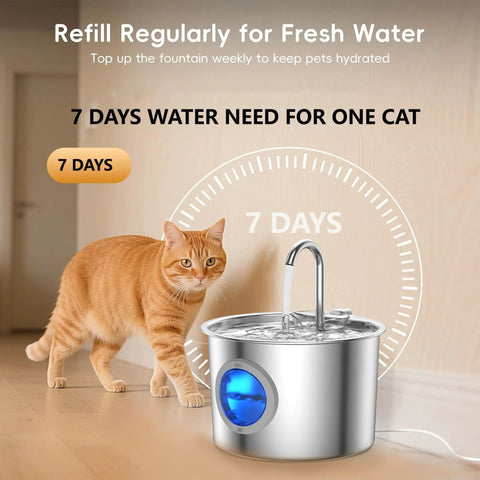 No Brainer Cat Water Fountain In Premium 304 Stainless Steel With 2.2L Detachable Tank Easy To Clean Automatic Pet Fountain