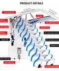 Heavy Duty Electric Attic Ceiling Ladder With Telescopic Stairs And Non Slip Folding Steps diagram showing features and components.