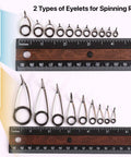 Top Notch Spinning Rod Guide And Tip Repair Kit Featuring Rock Solid Stainless Steel Eyelets, showcasing two types of eyelets with ruler.
