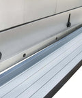 Close-up view of the 3 In 1 Sheet Metal Cutter, Brake And Slip Roll For 30 Inch 20 Gauge Fabrication showing back gauge and segment fingers.
