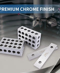 Dasqua 1-2-3 block set with thin parallels, 10-piece hardened alloy steel, precision-ground holes, front view