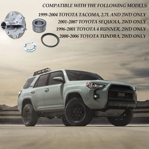 Beefed Up Front Wheel Hub Bearing Kit Replacement WH5170112W For 1999-2004 Tacoma 2.7L, 1996-2001 4Runner, 2WD models shown