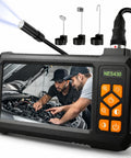 Borescope Inspection Camera With Light For Hard To Reach Areas 4.3 Inch HD Display IP67 Waterproof showing car engine view