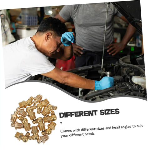 Mechanic using Grease Fitting Assortment Kit With Straight And Angled Nozzles For Automotive And Mechanical Use Provides Easy Lubrication Access No Disassembly Needed Pro Grade DIY Friendly Bearings And Machinery In Garages And Shops