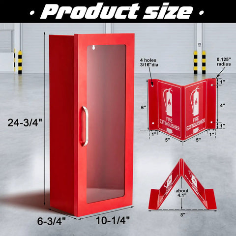 Red Steel Fire Extinguisher Cabinet Wall And Surface Mount Kit With Projecting Sign And Arrow For 10 Lb Dry Chemical Extinguishers size details