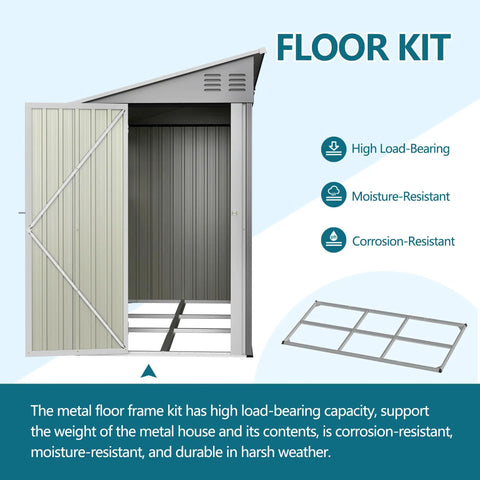 Lean To Shed 4x10 Ft With Floor Frame And Windows Heavy Duty Metal Outdoor Storage Shed showing structural frame and features.
