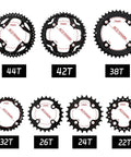 64 104 BCD Bike Chainring Set With Pin Steel CNC Alloy Double And Triple Trail Ready MTB Chainrings 22T to 44T sizes shown