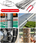 52-Piece 304 Stainless Steel Zip Tie Kit With Unlock Tool And Industrial Scissors, 11.8 Inch Self-Locking Cable Ties in use.