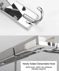 Stainless Steel Microwave Wall Mount Bracket With Telescopic Arm And Fixing Kit showing double hook detail.