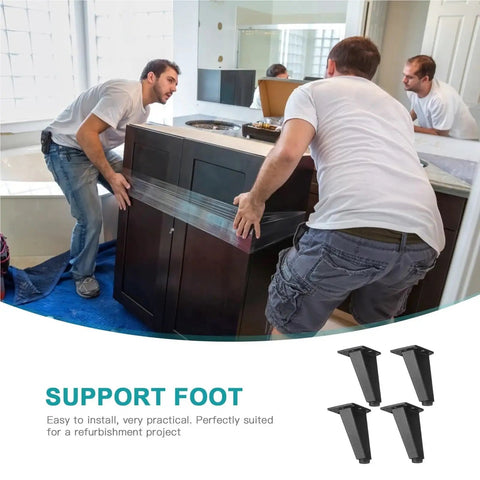 Men installing a bathroom vanity using Adjustable Aluminum Alloy Cabinet Feet 10cm Leveling Legs for furniture support.