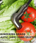 Alt Tag: Universal Kitchen Sink Sprayer Replacement With Hose And Holder, Brushed Nickel Spray Head on Vegetables