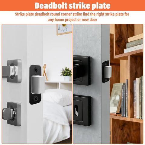 Four Pack Deadbolt Strike Plate 1 Inch By 2 And A Quarter Inch Round Corner With Screws Matte Black Stainless Steel Door Backplate