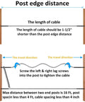 Diagram showing Black T316 Stainless Steel Left And Right Hand Swage Lag Screws For Wood Posts 1 1/8 Inch Deck Cable Railing Kit.