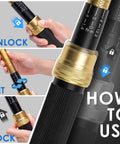 How to use the Twenty Two Piece Torque Wrench Set Half Inch Drive Ten To One Hundred Eighty Foot Pounds And Thirteen Point Six To Two Hundred Forty Four Point One Nm with images showing unlock, set, lock positions.
