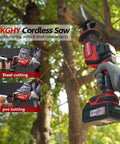 Person using Beast 20V Max Brushless Cordless Recip Saw With LED Light 3100 RPM 5Ah Battery And Fast Charger for cutting wood