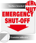 2 Pack Aluminum Tough As Nails Emergency Shut Off Signs 10 By 7 Inches Waterproof And Durable High Visibility for Industrial Use