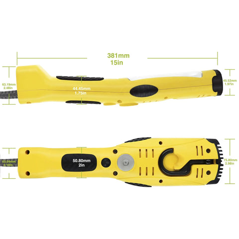 Dimensions of Beefy 1200 Lumen COB LED Work Light With 15 Foot Cord Magnetic Base Swivel Hook And Built In Outlet Corded Shop Light