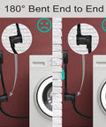 Comparison of dryer adapter showing 180° bent end to end connection with 4 prong to 3 prong adaptation for old school homes.