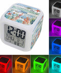 Super Sweet Nautical Alarm Clock With Starfish And Coral Wooden Cube Design Silent Sweep Nightlight in multiple colors, 3.2-inch.
