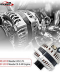 12V 110A Alternator Replacement For Mazda 6 2009 2013 And Mazda CX 9 2007 2015 With CW 6 Groove Pulley Compatible With 11267N 11267 CY0118300 Plug And Play Replacement Part For 3.7L V6 Engines Keeps Electrical System Charging Strong