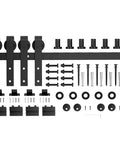 7.5 Foot Sliding Barn Door Hardware Kit For Double Doors 22.5 Inch Wide Panels Heavy Duty Track System, black components